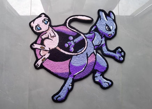 Mewtwo Rug,Mew Knitting Handmade Non-slip Area Rug Home Decor