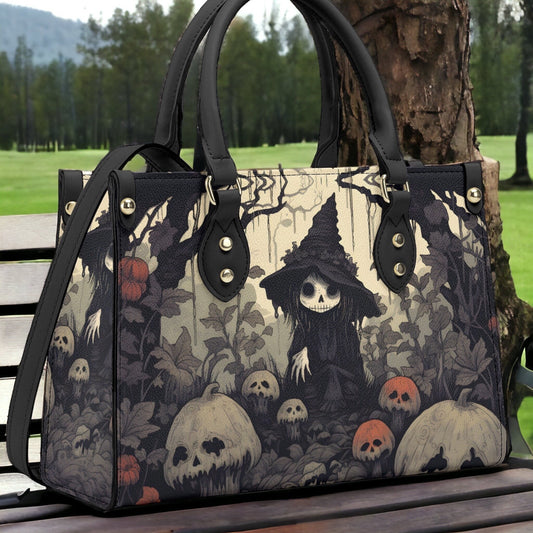 Scoopy Halloween Handbag, Dark Witchy Purse, Dark Cottagecore Bag, Organized Goblincore Bag for Witches, Vegan Leather Mushroom Handbag
