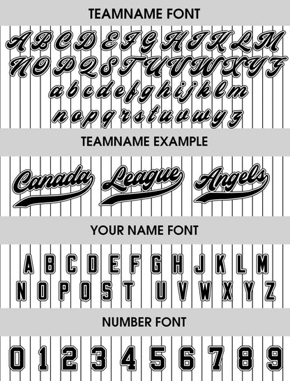 Printed White Black Pinstripe Custom Baseball Jersey with Teamname Name Number, Jersey Shirt for Men Women Youth Kid, Gift for Baseball Fans
