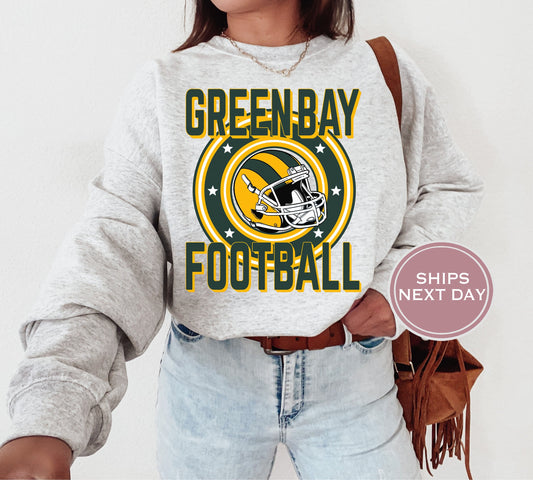 Green Bay Football Sweatshirt, Vintage Green Bay Crewneck, Retro Green Bay Sweatshirt, Green Bay Varsity Sweatshirt, Green Bay Long Sleeve