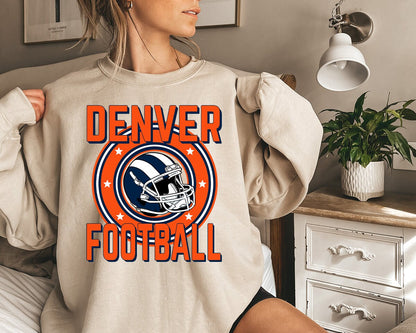 Denver Football Sweatshirt, Vintage Denver Crewneck, Retro Denver Sweatshirt, Denver Varsity Sweatshirt, Denver Long Sleeve