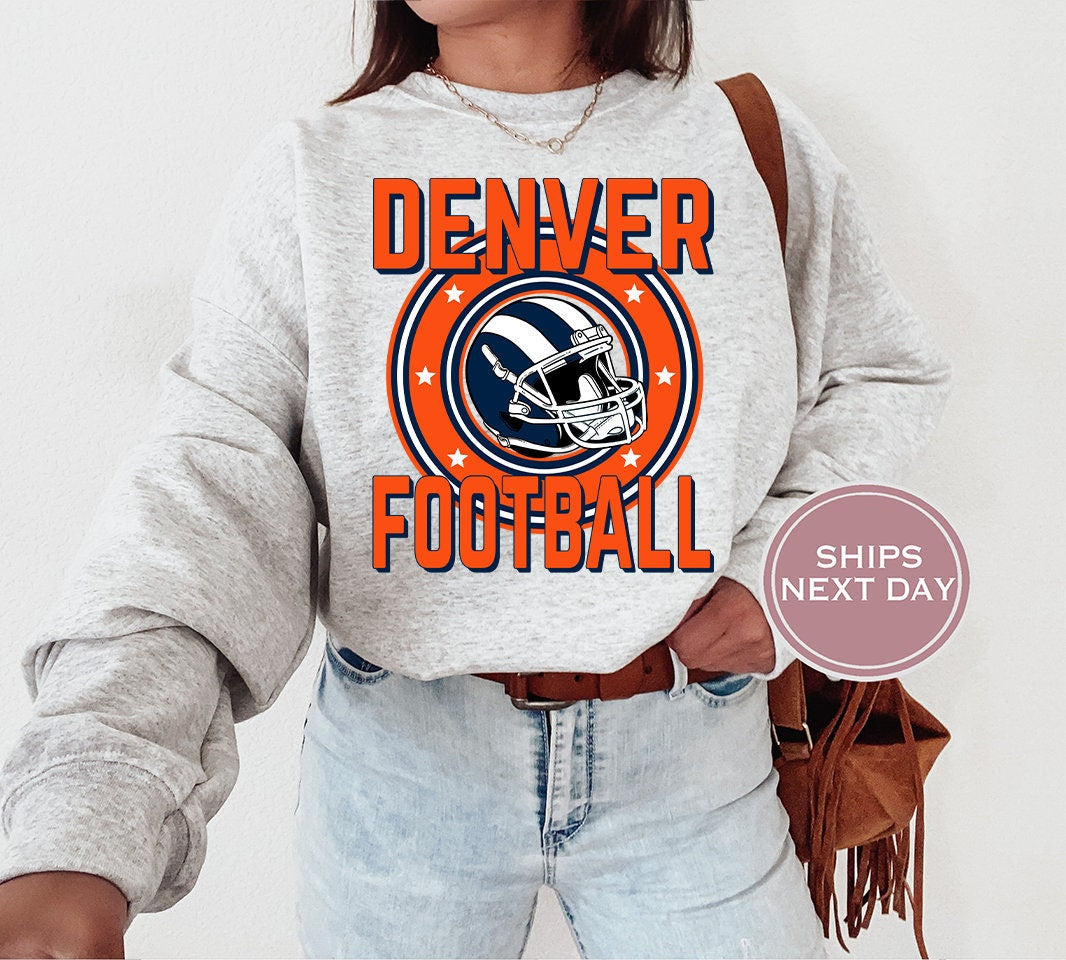 Denver Football Sweatshirt, Vintage Denver Crewneck, Retro Denver Sweatshirt, Denver Varsity Sweatshirt, Denver Long Sleeve