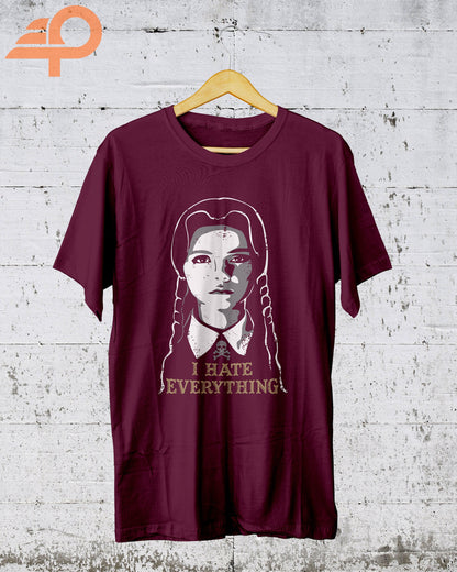 Wednesday I Hate Everything T-shirt, Wednesday Adams Shirt, Wednesday Graphic Tees, Dark Humor, Movie Tee, Halloween Gifts, Unisex T-shirt