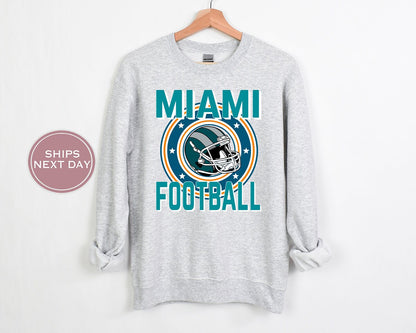 Miami Football Sweatshirt, Vintage Miami Crewneck, Retro Miami Sweatshirt, Miami Varsity Sweatshirt, Miami Long Sleeve