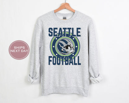 Seattle Football Sweatshirt, Vintage Seattle Crewneck, Retro Seattle Sweatshirt, Seattle Varsity Sweatshirt, Seattle Long Sleeve
