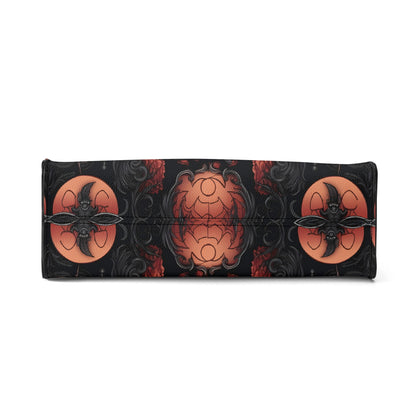 Halloween Bat Vegan Leather Bag, Horror Leather Bag, Dark Scoopy Halloween Dark Academia Handbag, Black Top Handle Bag, Gift For Halloween