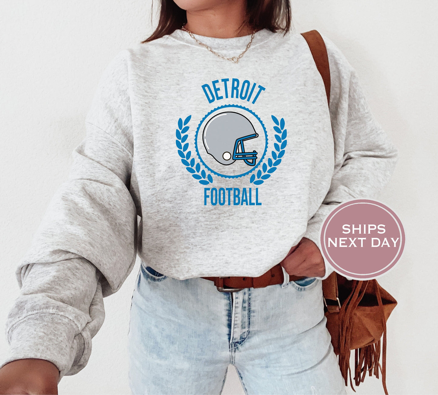 Detroit Football Sweatshirt, Vintage Detroit Crewneck, Retro Detroit Sweatshirt, Detroit Varsity Sweatshirt, Detroit Long Sleeve