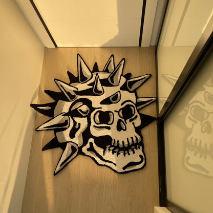 Grunge Skull Tufted Rug: Handmade Acrylic Home Decor