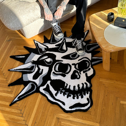 Grunge Skull Tufted Rug: Handmade Acrylic Home Decor