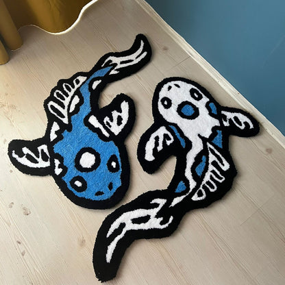 Koi Yin Yang Fish Rug | Custom Asian Tufted Rug | Fluffy & Soft Tufting