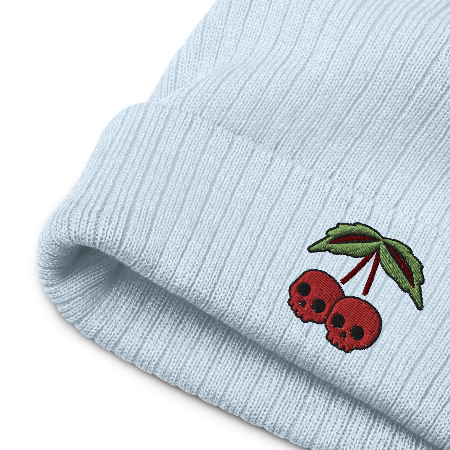 Cherry Skulls Embroidered Beanie, Cherry Beanie, Skull Beanie, Punk Rock Beanie, Winter Hat, Skull Hat, Cute Skulls, Goth Beanie, Emo Hat