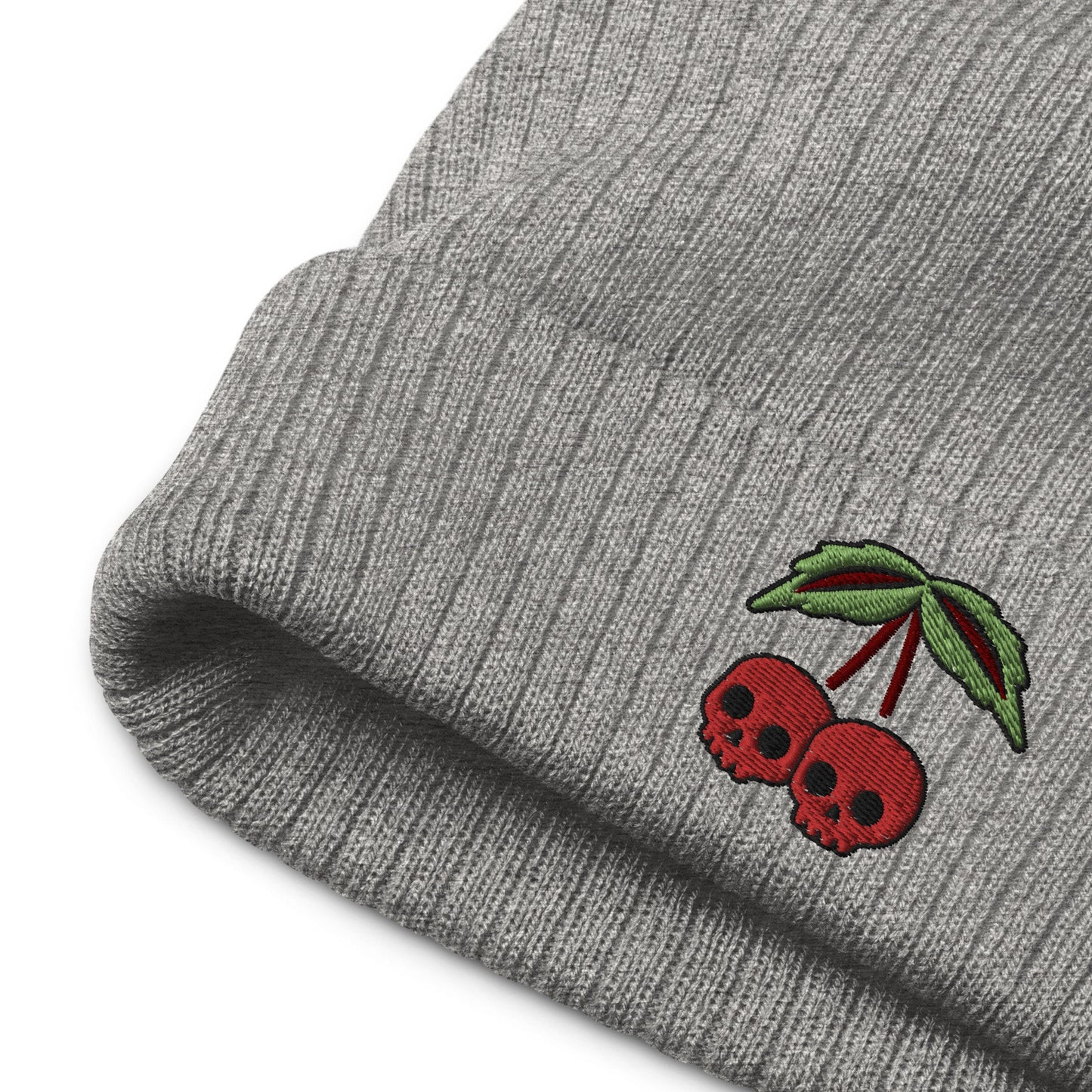 Cherry Skulls Embroidered Beanie, Cherry Beanie, Skull Beanie, Punk Rock Beanie, Winter Hat, Skull Hat, Cute Skulls, Goth Beanie, Emo Hat