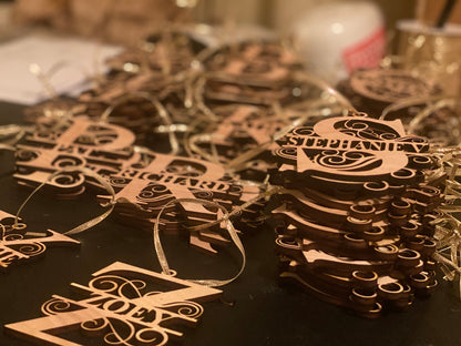 Personalized Laser Cut Monogrammed Ornament | Custom Christmas Ornament | Wooden Holiday Decoration  | Unique Holiday Keepsake Gift |