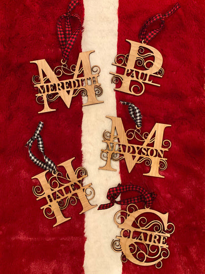 Personalized Laser Cut Monogrammed Ornament | Custom Christmas Ornament | Wooden Holiday Decoration  | Unique Holiday Keepsake Gift |