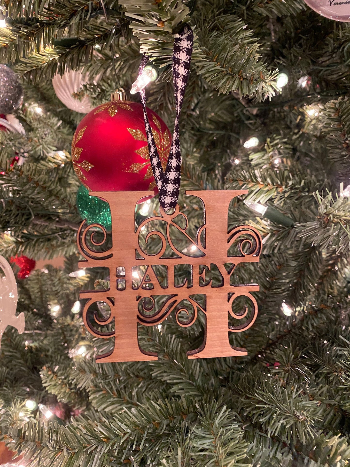 Personalized Laser Cut Monogrammed Ornament | Custom Christmas Ornament | Wooden Holiday Decoration  | Unique Holiday Keepsake Gift |