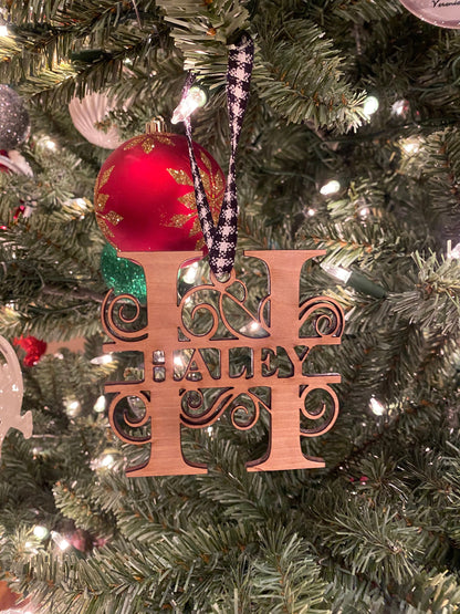 Personalized Laser Cut Monogrammed Ornament | Custom Christmas Ornament | Wooden Holiday Decoration  | Unique Holiday Keepsake Gift |