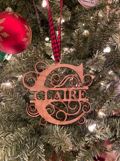 Personalized Laser Cut Monogrammed Ornament | Custom Christmas Ornament | Wooden Holiday Decoration  | Unique Holiday Keepsake Gift |