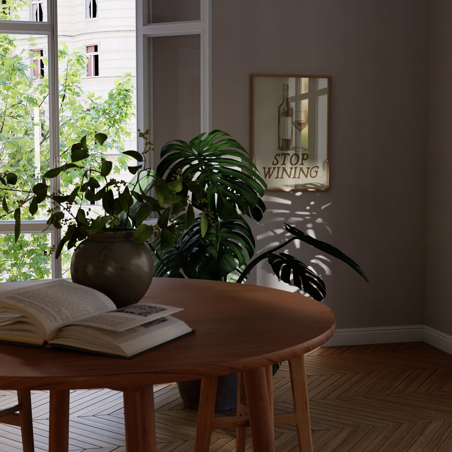 Stop Wining Wine Print: Retro Kitchen Wall Art