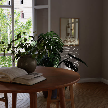 Stop Wining Wine Print: Retro Kitchen Wall Art