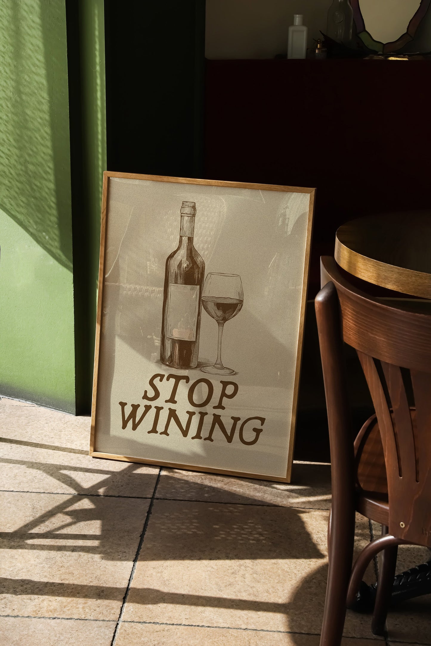 Stop Wining Wine Print: Retro Kitchen Wall Art