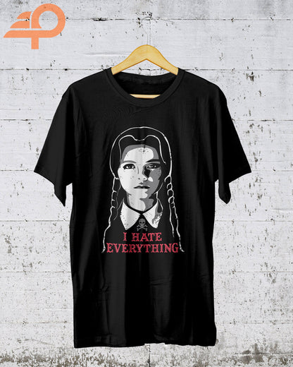 Wednesday I Hate Everything T-shirt, Wednesday Adams Shirt, Wednesday Graphic Tees, Dark Humor, Movie Tee, Halloween Gifts, Unisex T-shirt