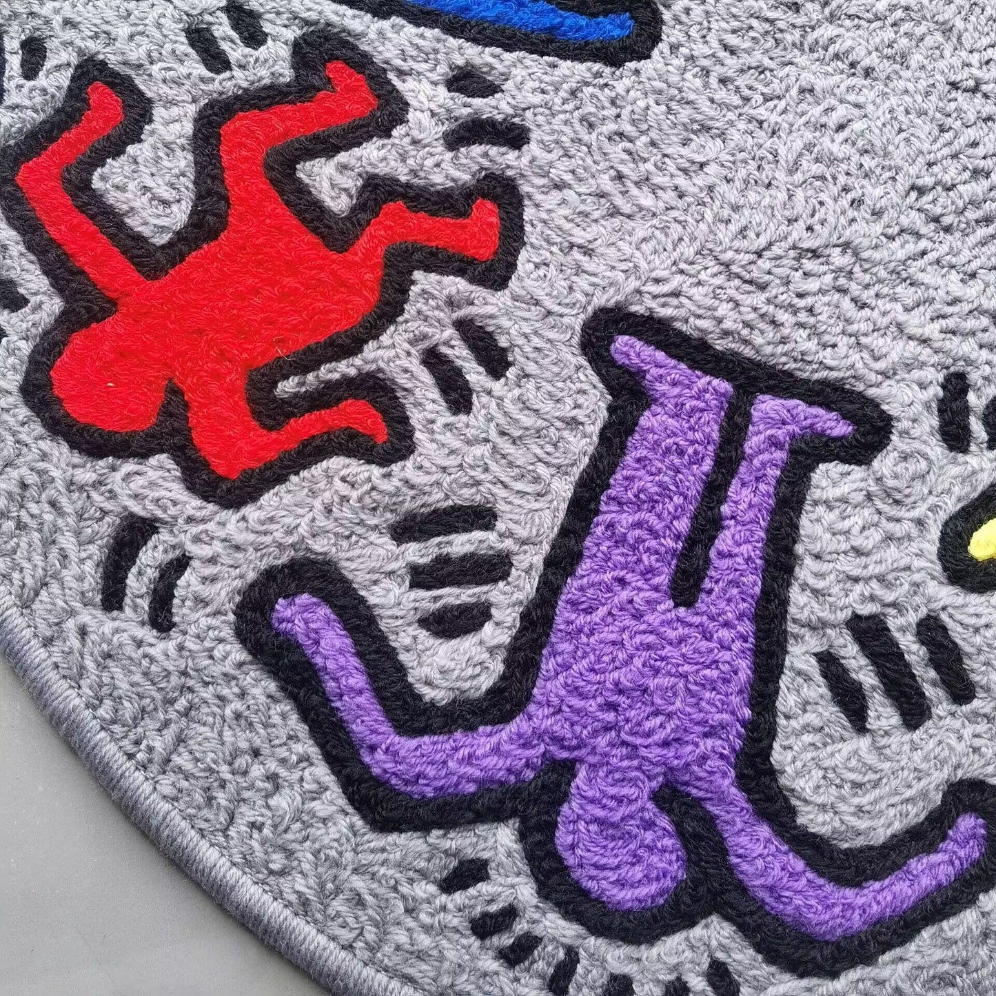 Keith Haring Rug,Knitting Handmade Non-slip Area Rug Home Decor