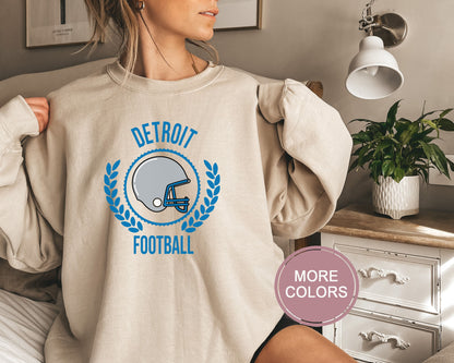 Detroit Football Sweatshirt, Vintage Detroit Crewneck, Retro Detroit Sweatshirt, Detroit Varsity Sweatshirt, Detroit Long Sleeve
