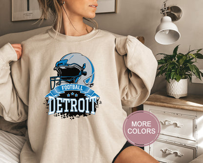 Detroit Football Sweatshirt, Vintage Detroit Crewneck, Retro Detroit Sweatshirt, Detroit Varsity Sweatshirt, Detroit Long Sleeve
