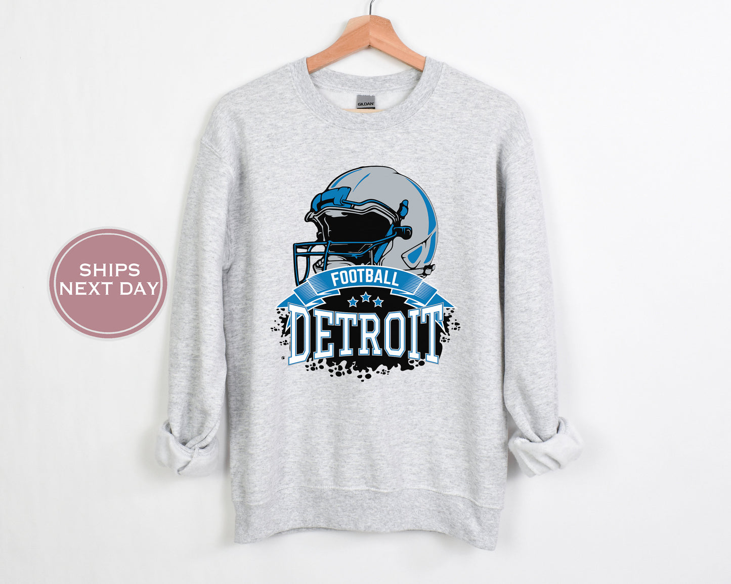 Detroit Football Sweatshirt, Vintage Detroit Crewneck, Retro Detroit Sweatshirt, Detroit Varsity Sweatshirt, Detroit Long Sleeve