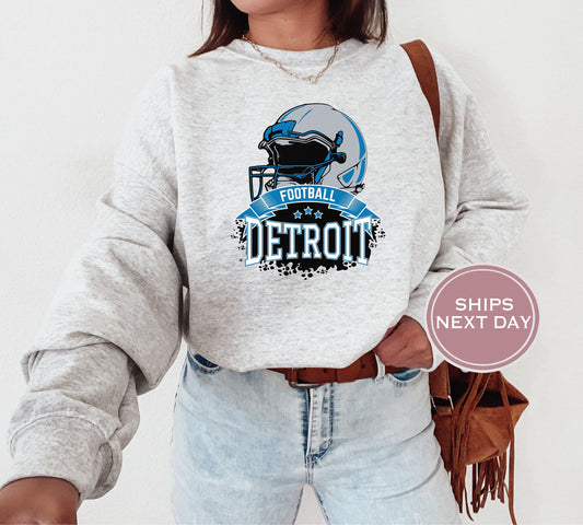 Detroit Football Sweatshirt, Vintage Detroit Crewneck, Retro Detroit Sweatshirt, Detroit Varsity Sweatshirt, Detroit Long Sleeve