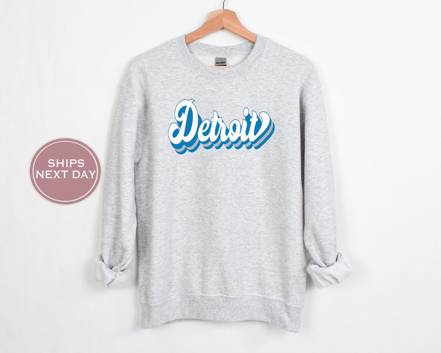 Detroit Football Sweatshirt, Vintage Detroit Crewneck, Retro Detroit Sweatshirt, Detroit Varsity Sweatshirt, Detroit Long Sleeve
