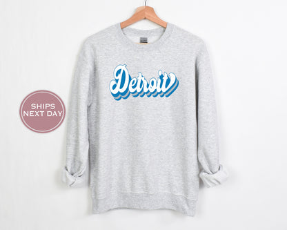 Detroit Football Sweatshirt, Vintage Detroit Crewneck, Retro Detroit Sweatshirt, Detroit Varsity Sweatshirt, Detroit Long Sleeve