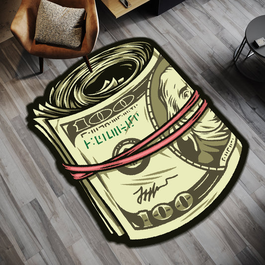 Money Roll Area Rug: Modern Dollar Bill Design