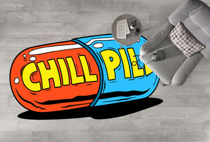 Chill Pill Rug: Colorful Modern Area Rug, Non-Slip Cotton