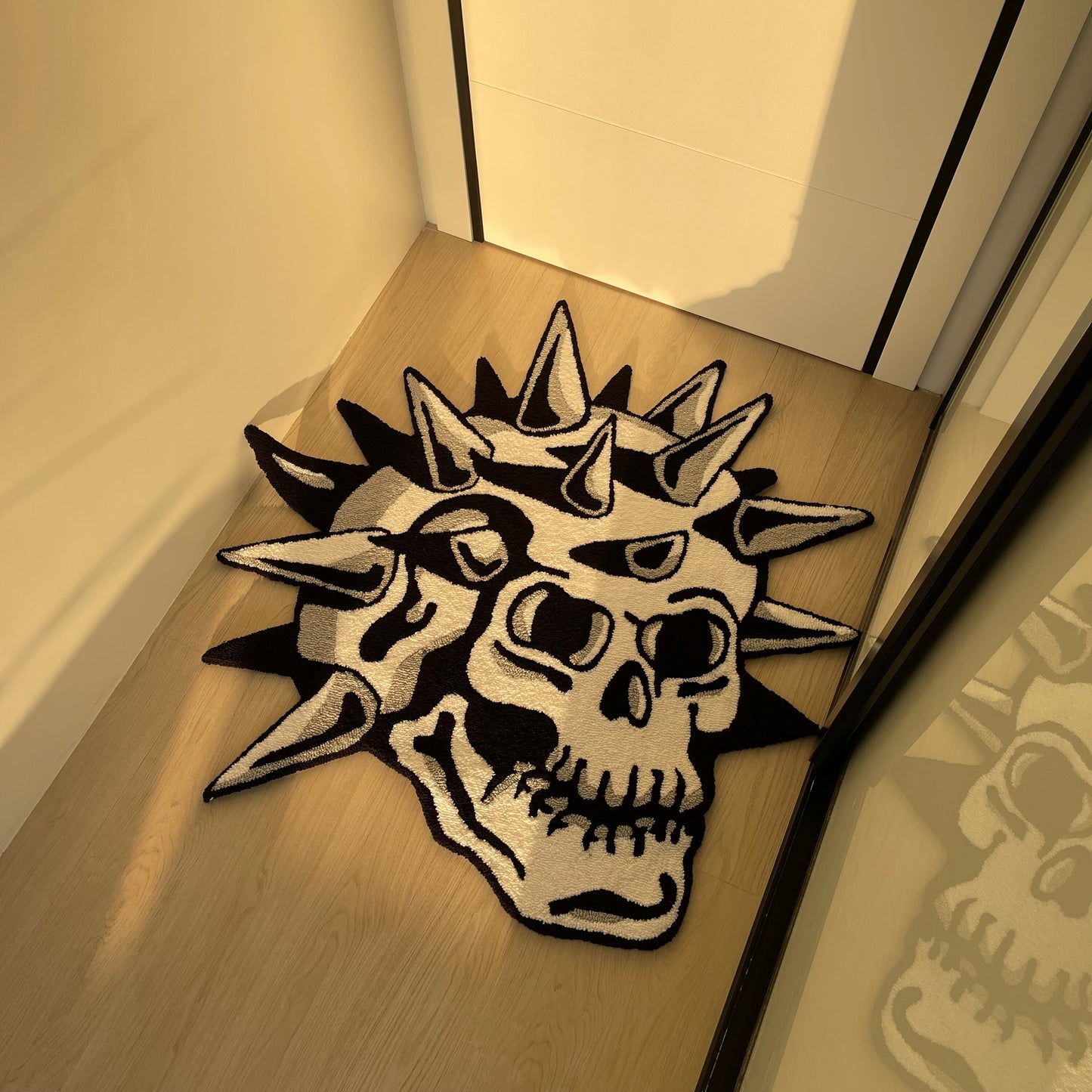 Grunge Skull Tufted Rug: Handmade Acrylic Home Decor