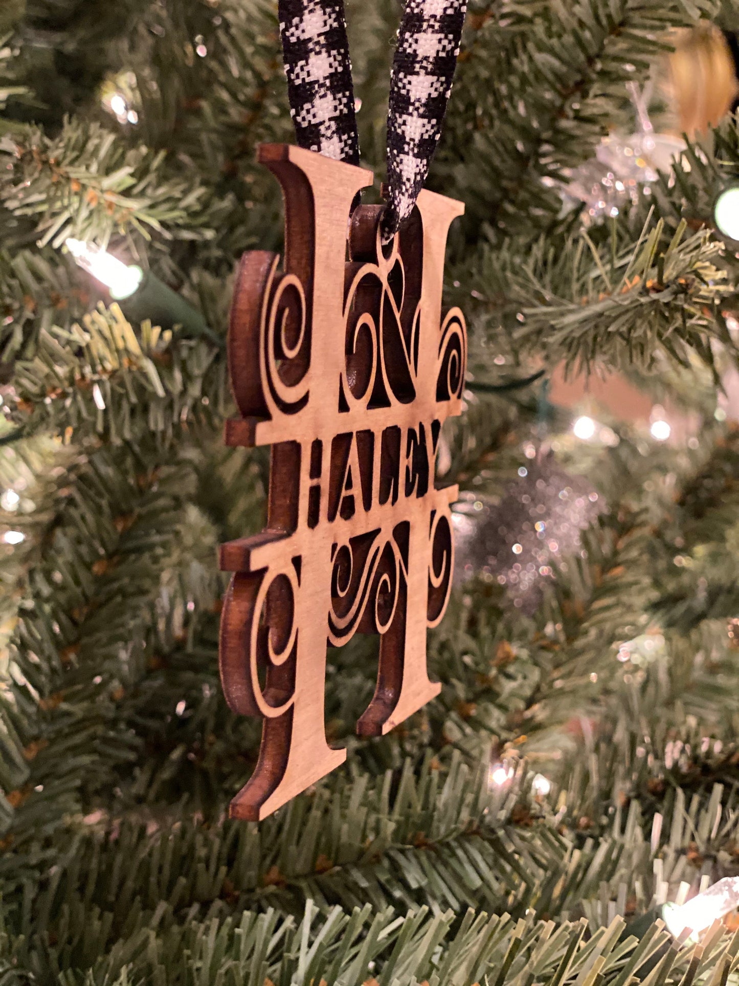 Personalized Laser Cut Monogrammed Ornament | Custom Christmas Ornament | Wooden Holiday Decoration  | Unique Holiday Keepsake Gift |