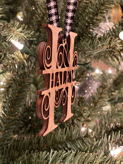 Personalized Laser Cut Monogrammed Ornament | Custom Christmas Ornament | Wooden Holiday Decoration  | Unique Holiday Keepsake Gift |