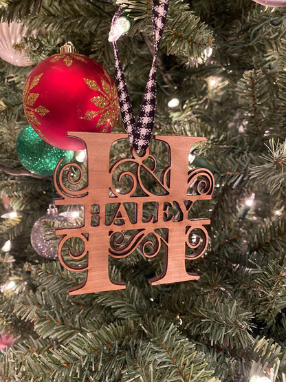 Personalized Laser Cut Monogrammed Ornament | Custom Christmas Ornament | Wooden Holiday Decoration  | Unique Holiday Keepsake Gift |