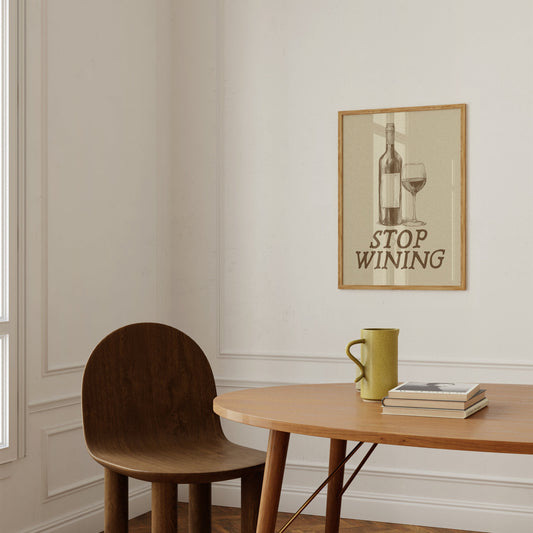 Stop Wining Wine Print: Retro Kitchen Wall Art
