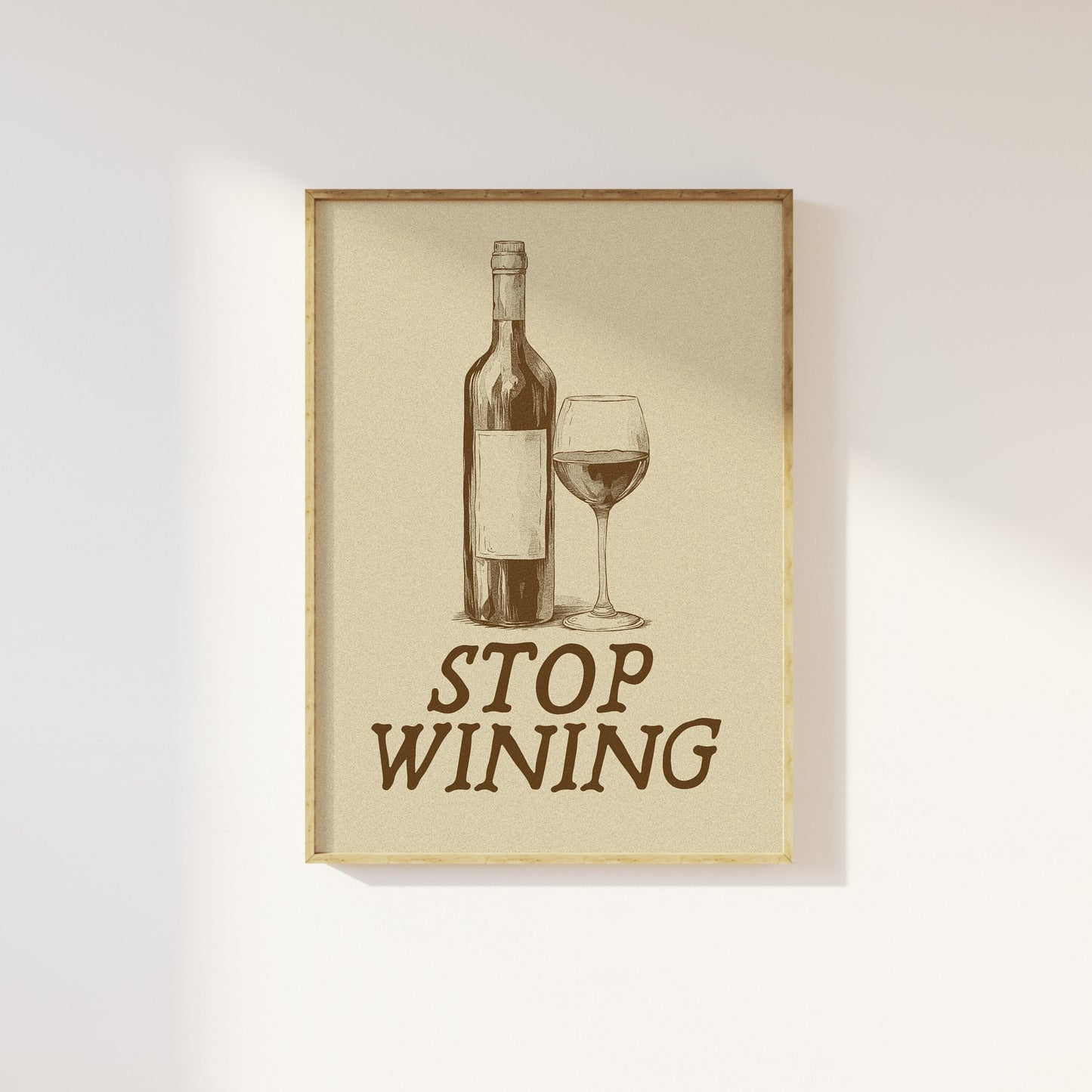 Stop Wining Wine Print: Retro Kitchen Wall Art