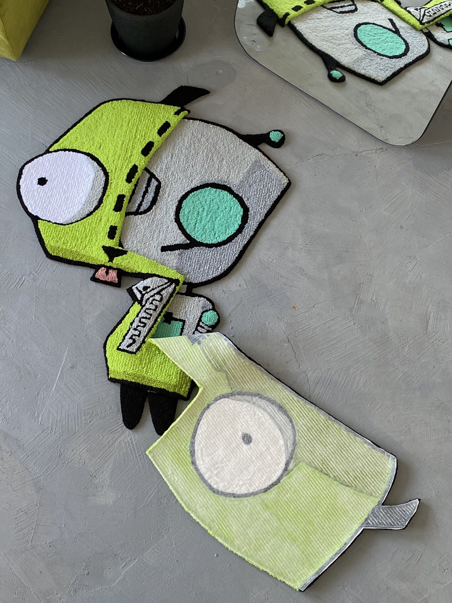 Transforming Cartoon character, Custom Cartoon Invader  Rug - Handcrafted Sci-Fi Tribute, non-slip rug, Alien custom rug
