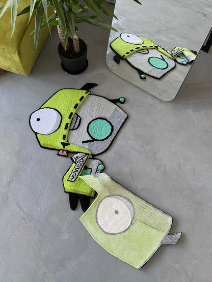 Transforming Cartoon character, Custom Cartoon Invader  Rug - Handcrafted Sci-Fi Tribute, non-slip rug, Alien custom rug