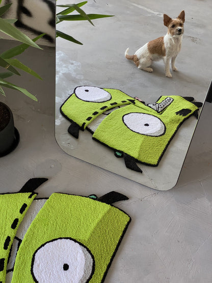 Transforming Cartoon character, Custom Cartoon Invader  Rug - Handcrafted Sci-Fi Tribute, non-slip rug, Alien custom rug
