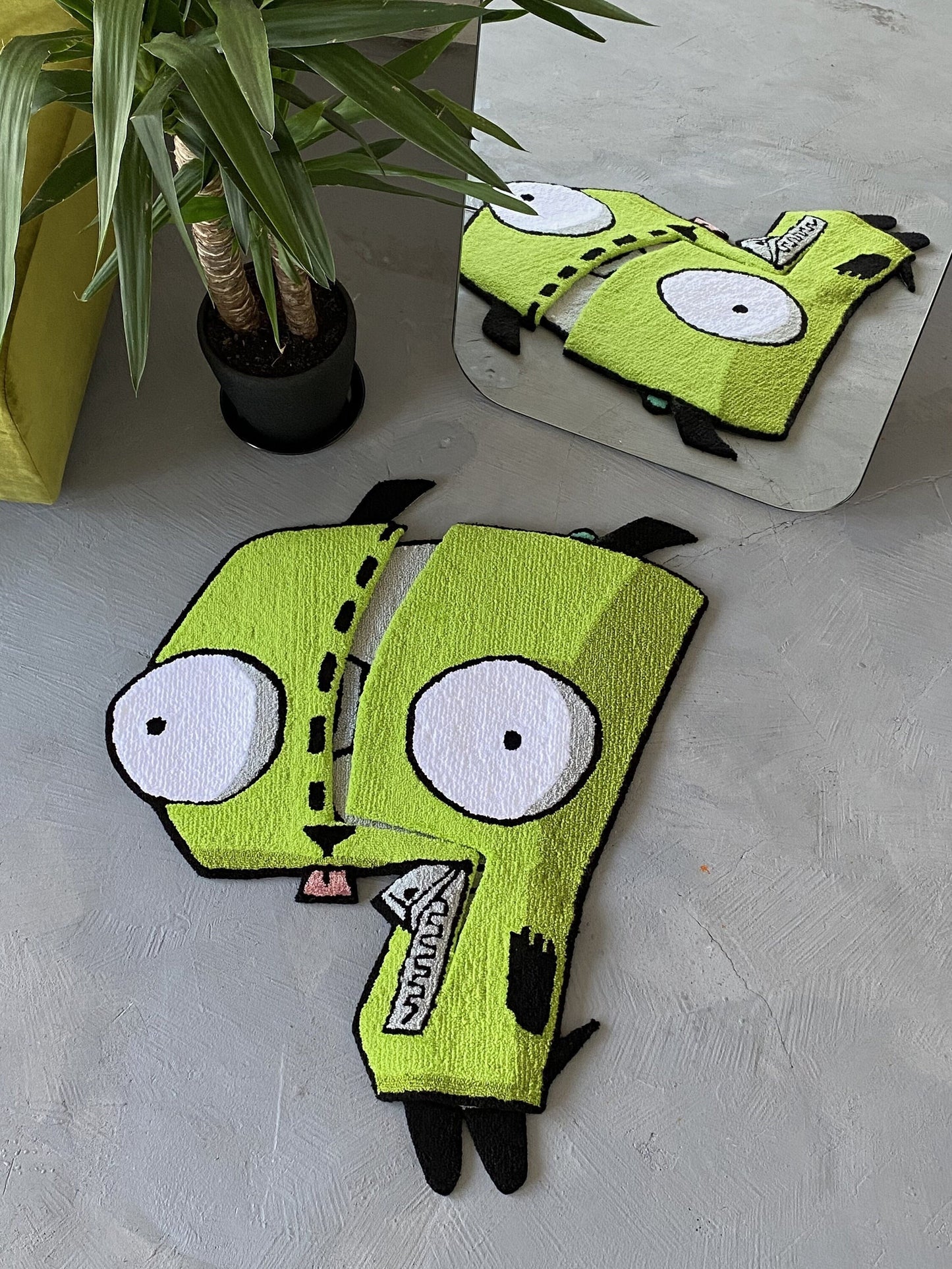 Transforming Cartoon character, Custom Cartoon Invader  Rug - Handcrafted Sci-Fi Tribute, non-slip rug, Alien custom rug
