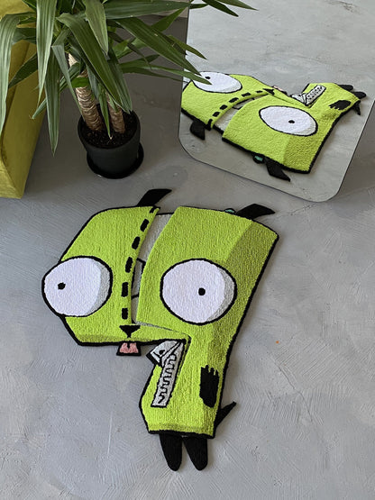 Transforming Cartoon character, Custom Cartoon Invader  Rug - Handcrafted Sci-Fi Tribute, non-slip rug, Alien custom rug