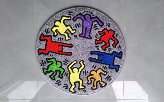 Keith Haring Rug,Knitting Handmade Non-slip Area Rug Home Decor