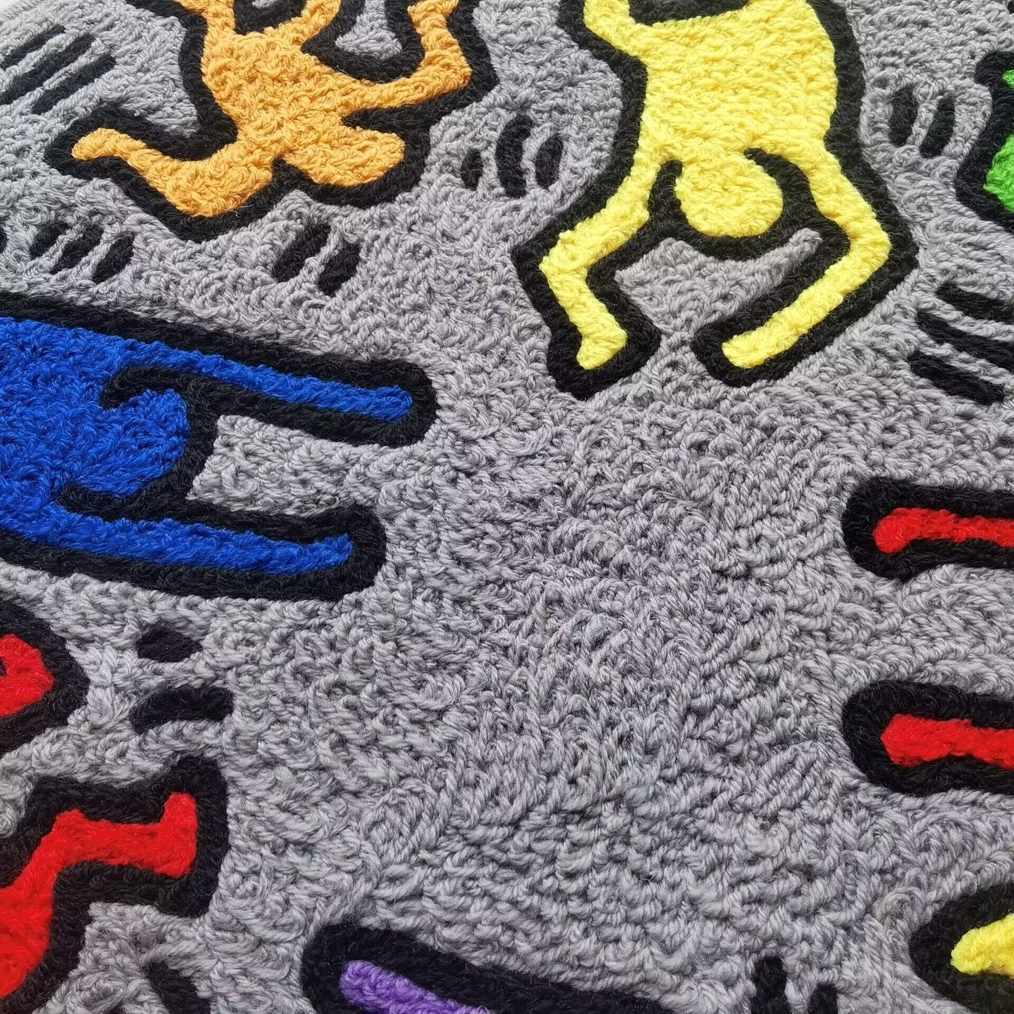 Keith Haring Rug,Knitting Handmade Non-slip Area Rug Home Decor