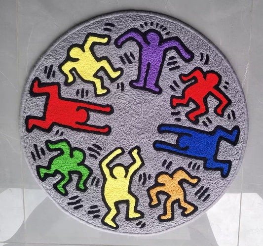 Keith Haring Rug,Knitting Handmade Non-slip Area Rug Home Decor