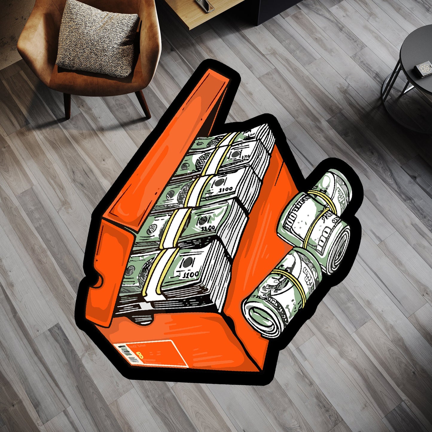 Money Box Rug: Modern Dollar Bill Design