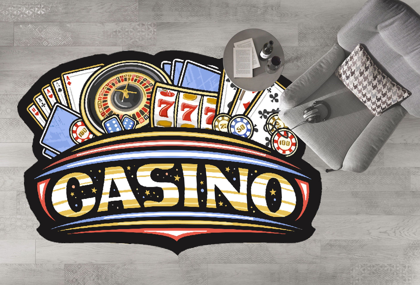 Poker Rug: Modern Card Game Carpet, Playroom Decor